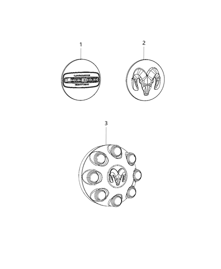 2016 Ram 2500 Wheel Covers & Center Caps Diagram