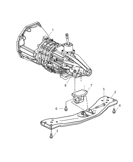 2004 Jeep Liberty Rear, Transmission Mounting Diagram 3