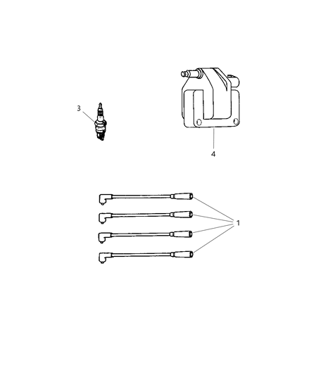 2003 Jeep Wrangler Spark Plugs, Cables & Coils Diagram