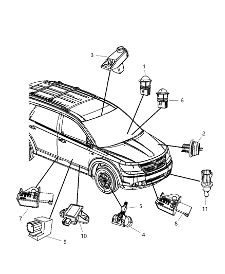 2010 Dodge Journey Sensors Body Diagram