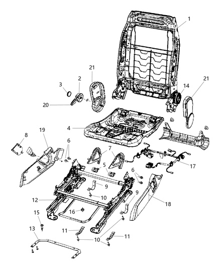 2007 Jeep Patriot Attaching Parts, Passenger Seat Diagram