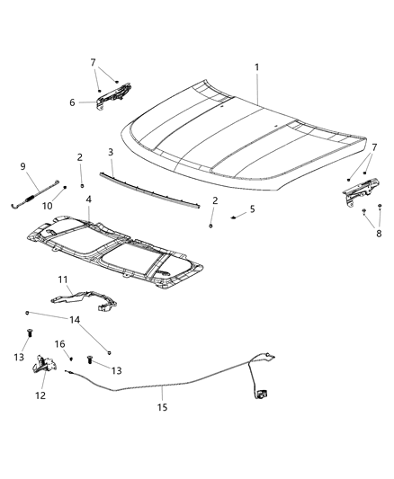 2016 Jeep Compass Hood & Related Parts Diagram