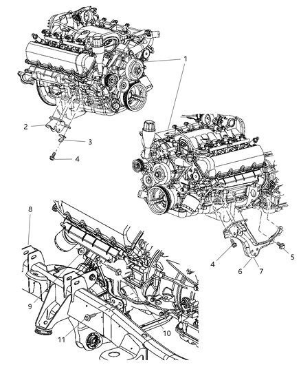 2007 Dodge Ram 1500 Bracket Engine Mount Diagram for 55366767AC