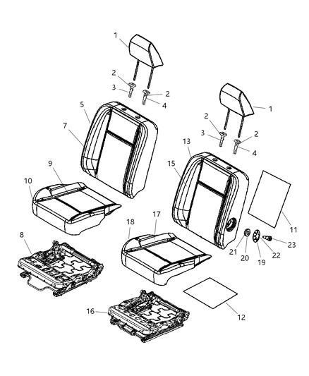 2006 Dodge Ram 1500 Front Seat Back Driver Cover Diagram for 1ER971J3AA