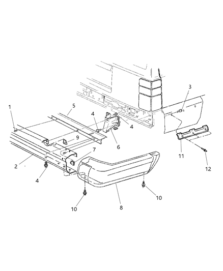 2000 Jeep Cherokee Bumper, Rear Diagram