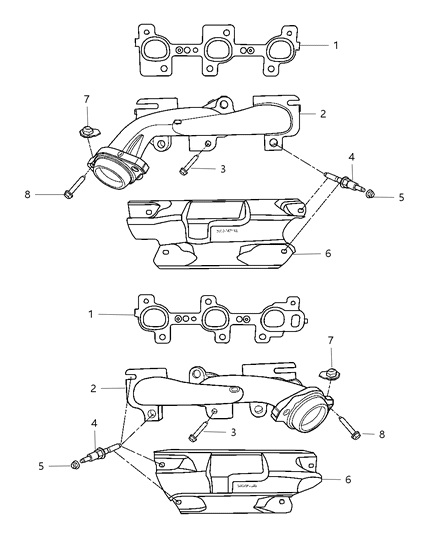 2011 Ram Dakota Exhaust Manifolds & Heat Shields Diagram 1