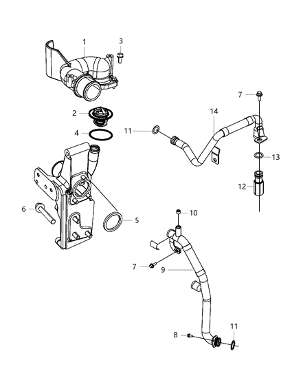2012 Ram 3500 Pickup Thermostat & Related Parts Diagram