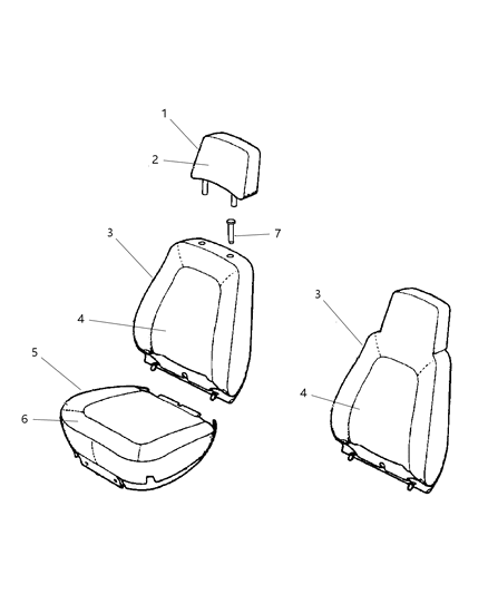 2000 Jeep Cherokee Seat Covers & Front Seat Assemblies Diagram