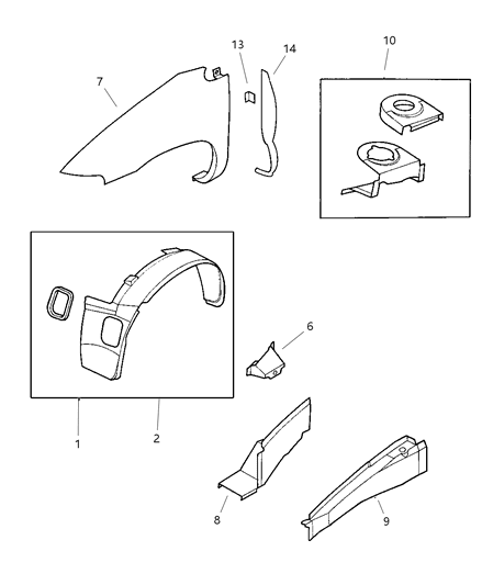1997 Chrysler Town & Country Front Fender & Shield Diagram