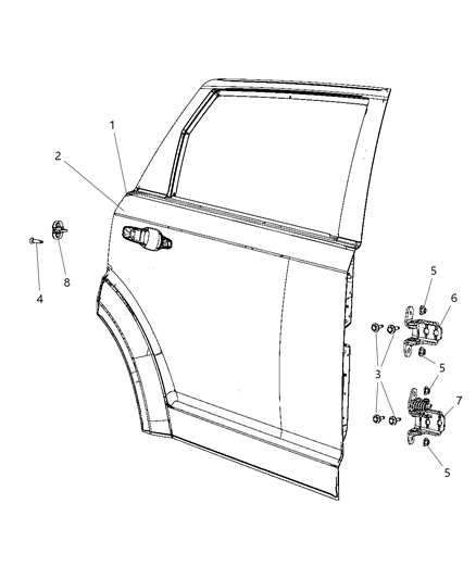 2009 Dodge Journey Lower Door Hinge Diagram for 5067938AB