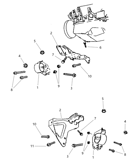 1998 Dodge Durango Engine Mounting, Front Diagram 1