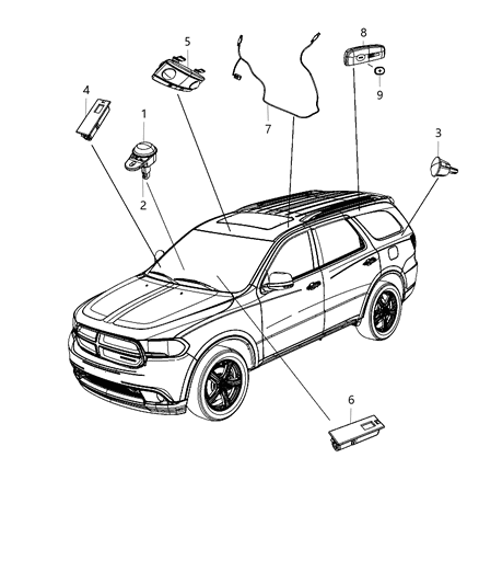 2012 Dodge Durango Lamps, Interior Diagram