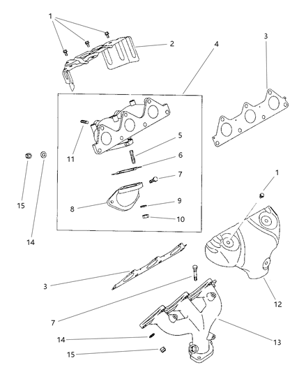 1998 Dodge Stratus Manifolds - Intake & Exhaust Diagram 4