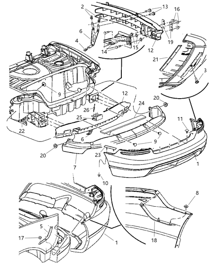 2010 Dodge Viper Rear Bumper Cover Diagram for 1CR60TZZAE