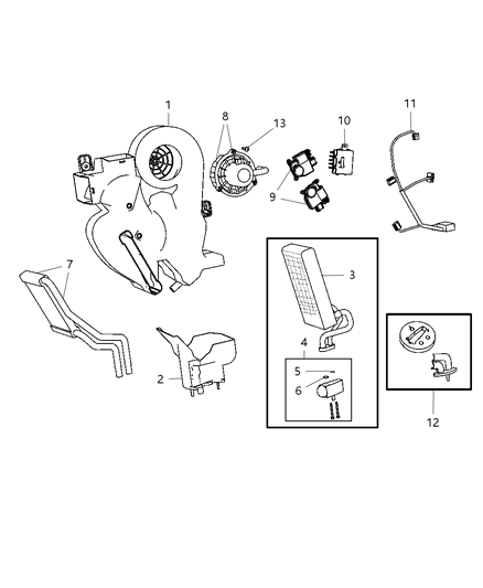 2013 Dodge Durango A/C & Heater Unit Rear Diagram