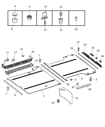 2007 Dodge Sprinter 3500 Molding-Cargo Area Carpet Diagram for 68010624AA