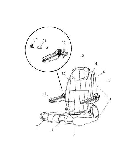 2009 Dodge Grand Caravan Rear Seat Back Cover Diagram for 1HV231D5AA