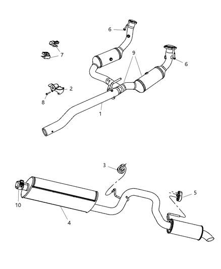 2009 Dodge Nitro Exhaust Pipe And Converter Diagram for 52125351AD