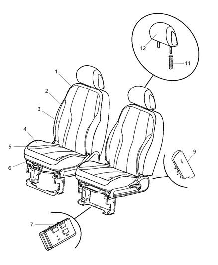 2006 Chrysler PT Cruiser Front Seat Diagram 1