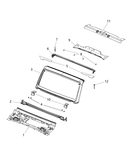 2020 Jeep Gladiator Windshield Frame And Crossbars Diagram