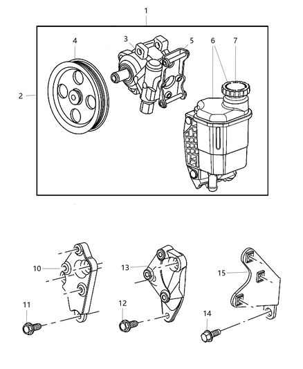 2004 Dodge Ram 1500 Bracket-Power Steering Reservoir Diagram for 5073242AA