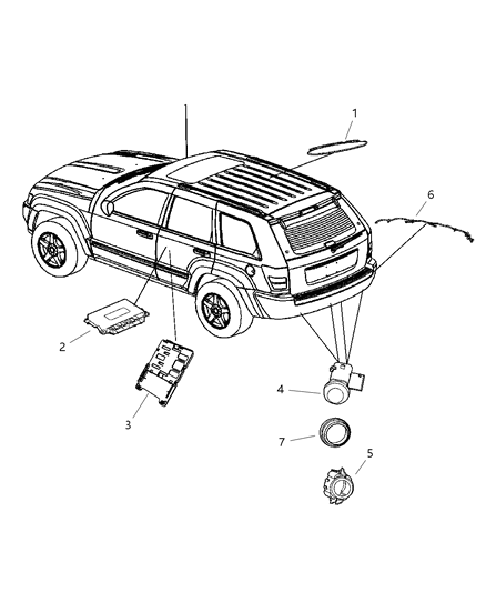 2009 Jeep Grand Cherokee Sensor-Park Assist Diagram for 1EW63SZ0AA