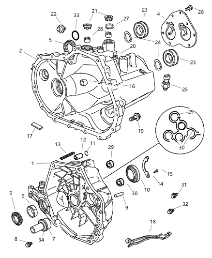 2007 Jeep Compass Transaxle Case & Related Parts Diagram 2