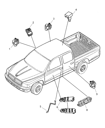 2004 Dodge Dakota Switches - Body Diagram