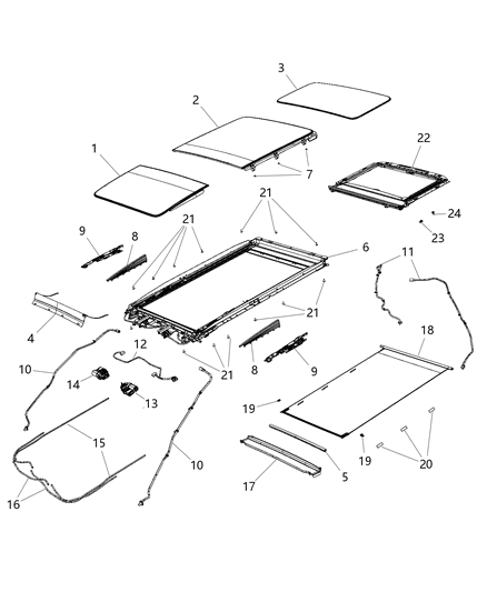 2017 Chrysler Pacifica Velcro-SUNROOF Frame Diagram for 68237674AA