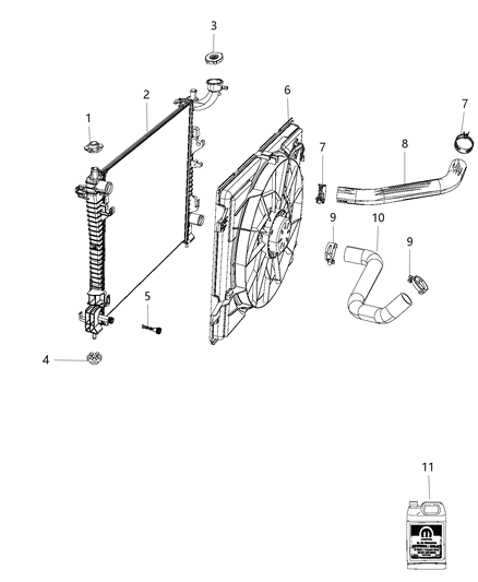 2019 Jeep Grand Cherokee Radiator & Related Parts Diagram 1