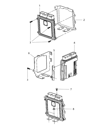 2007 Dodge Caliber Engine Controller Module Diagram for 5033299AE