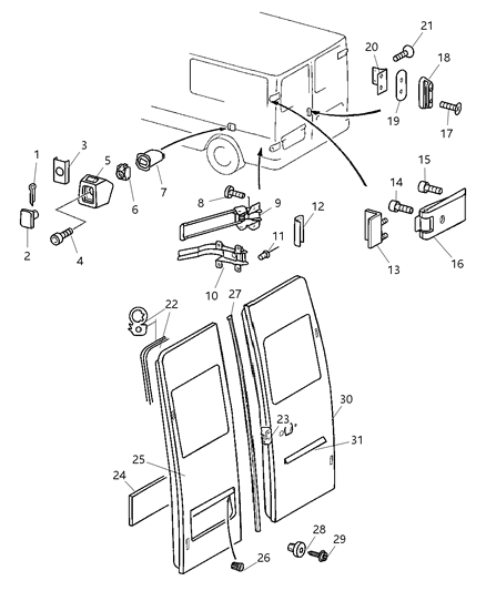 2006 Dodge Sprinter 3500 Door, Cargo Shell & Hinges Diagram