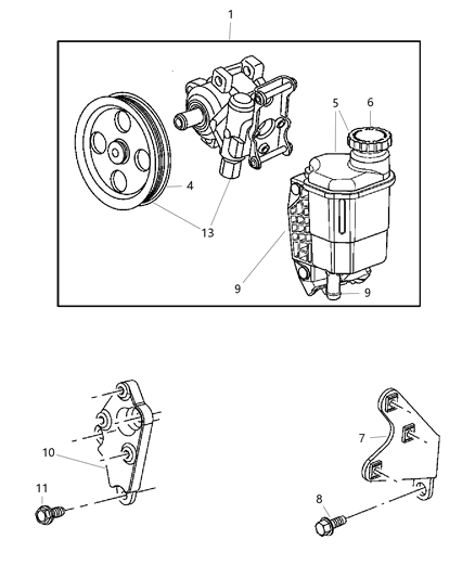 2007 Dodge Ram 2500 Pulley-Power Steering Pump Diagram for 53032637AC