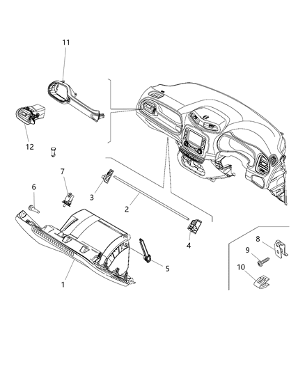 2017 Jeep Renegade Instrument Panel Glovebox Diagram