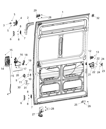 2015 Ram ProMaster 2500 Handle-Sliding Door Diagram for 5RK14JXWAA