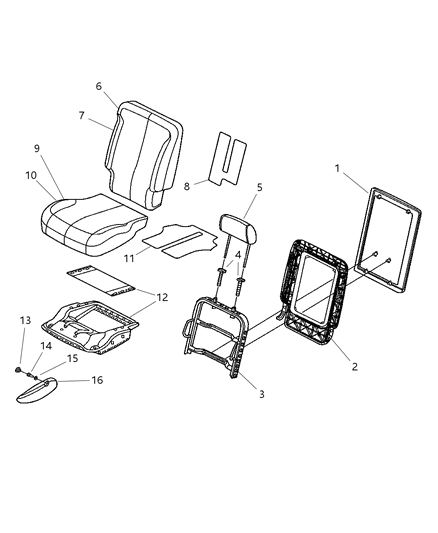 2007 Chrysler Pacifica Rear Seat Back Cover Diagram for 1FE311DAAA