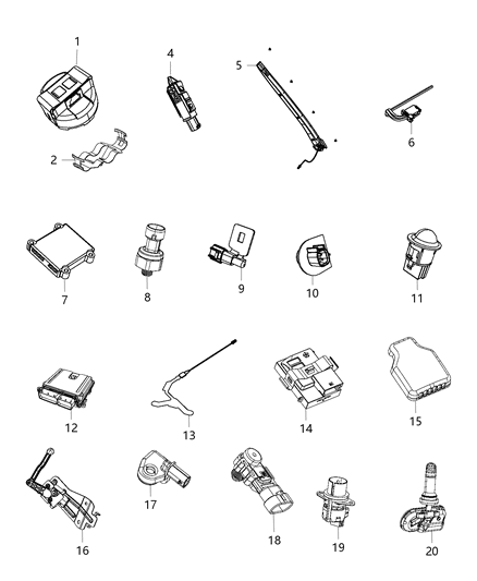 2016 Jeep Cherokee Sensor-Acceleration Diagram for 56038974AA