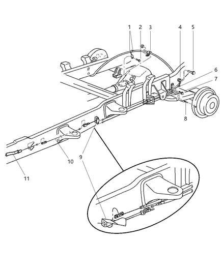 2000 Dodge Ram 2500 Quad & Club Cab Parking Brake Cable Diagram