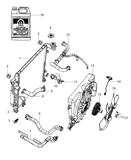 2011 Dodge Nitro Radiator & Related Parts Diagram
