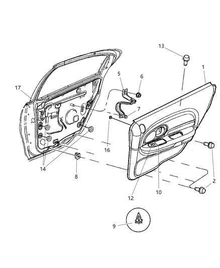 2003 Chrysler 300M Door Panels - Rear Diagram