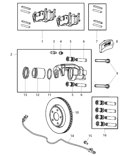 2006 Jeep Grand Cherokee Rear Disc Brake Caliper & Rotor Diagram 2