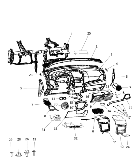 2018 Dodge Journey Instrument Panel-Instrument Panel Diagram for 5108272AF