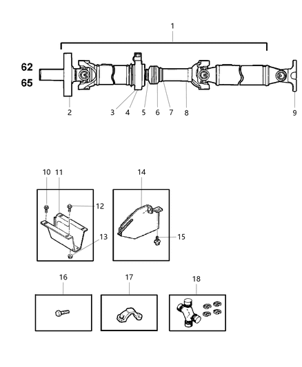 2001 Dodge Ram 2500 Propeller Shaft - Rear Diagram 2