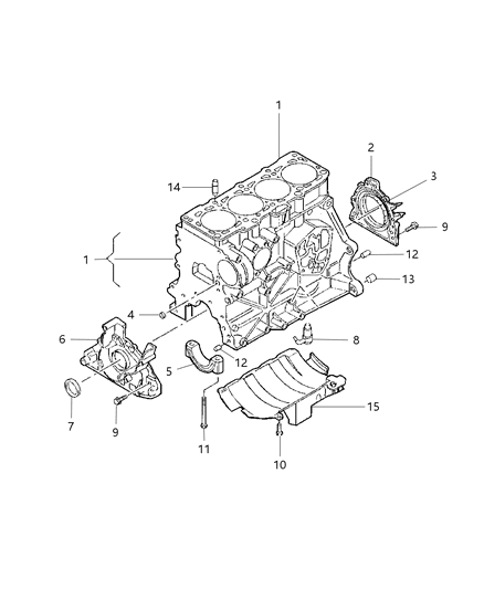 2009 Dodge Journey Cylinder Block & Hardware Diagram 1