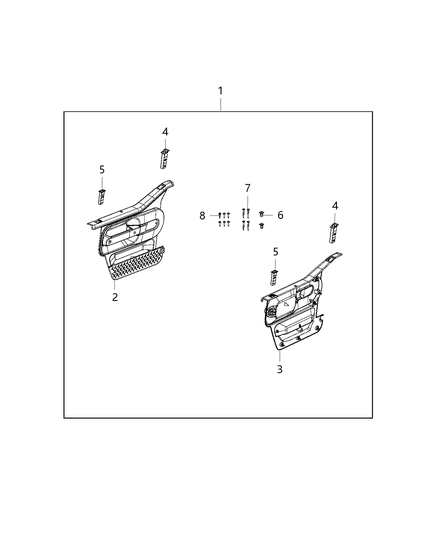 2014 Jeep Wrangler Door Kit, Trim Diagram 1