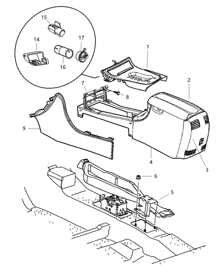 2004 Chrysler Concorde Console, Floor Diagram 2