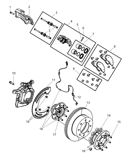 2010 Dodge Ram 3500 Cab Chassis Front Brakes Diagram