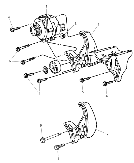 1997 Dodge Ram 1500 Alternator & Mounting Diagram 1