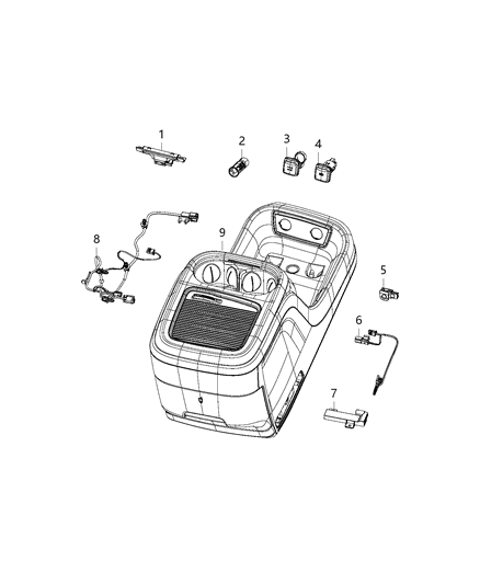 2018 Chrysler Pacifica Lamps, Center Console Diagram