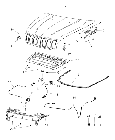 2017 Jeep Cherokee Weatherstrip-Hood Diagram for 68103103AB